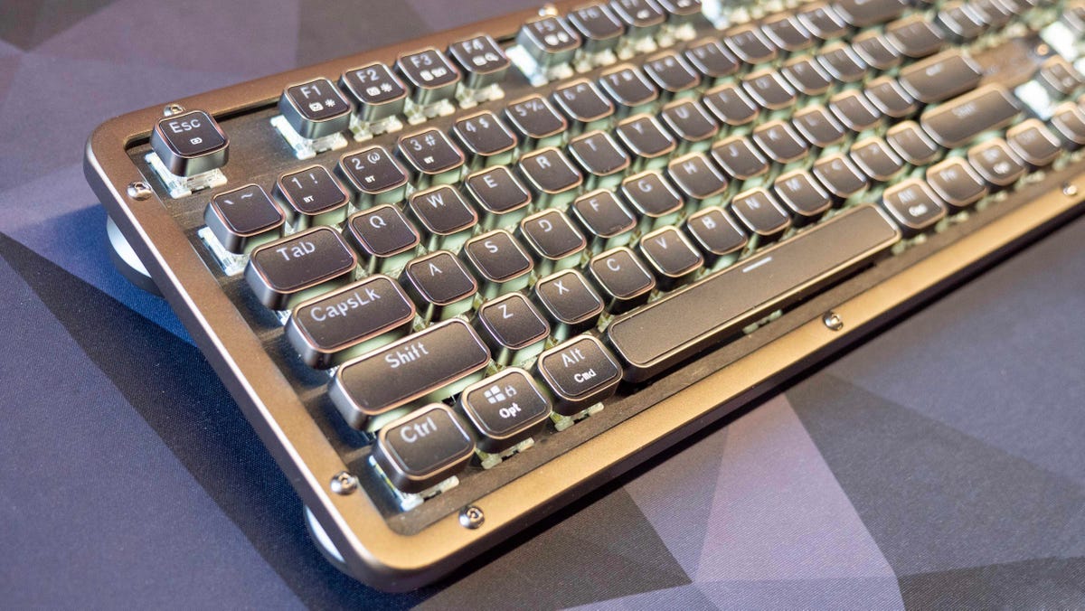 The Azio Retro Classic Prestige full-size mechanical keyboard.