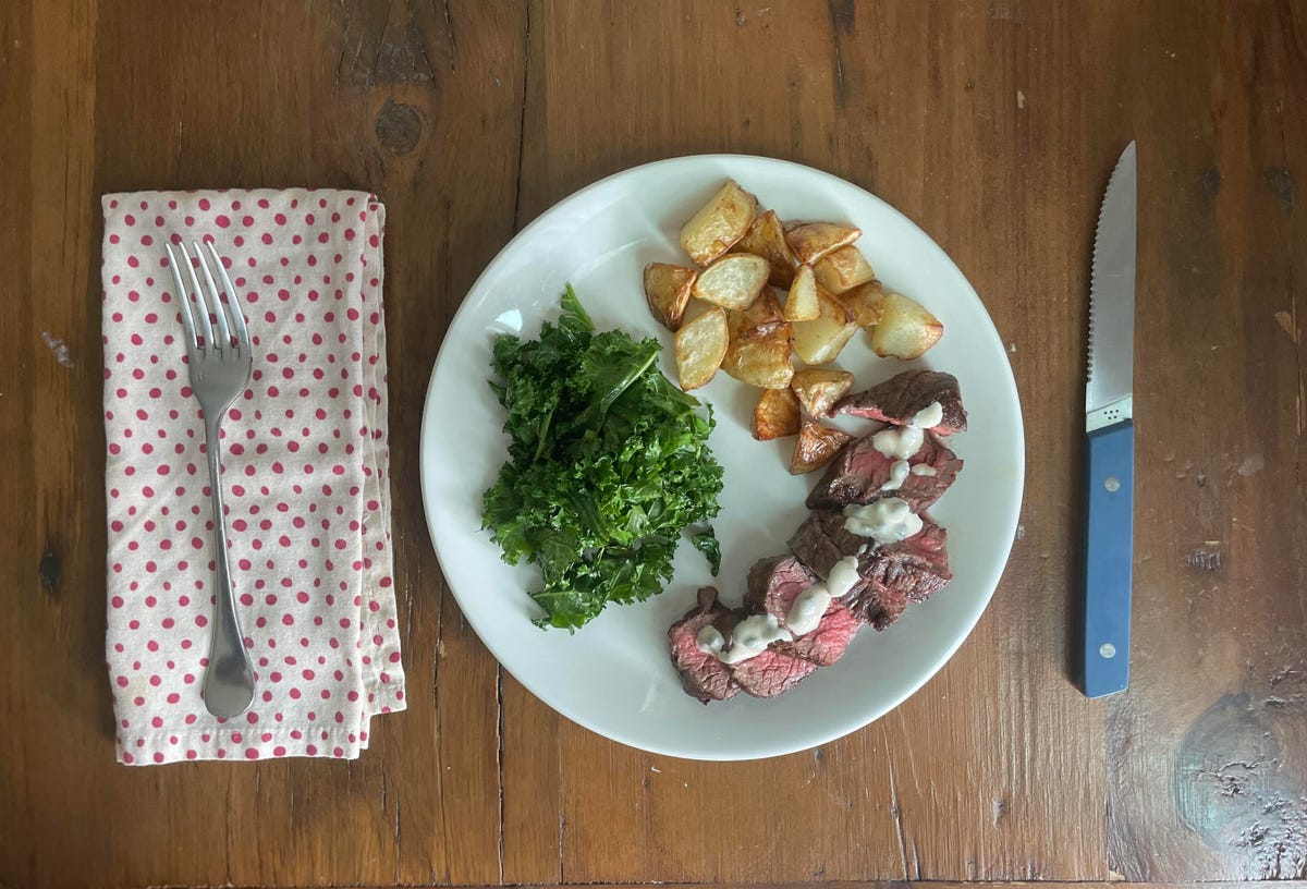 Steak dinner on table