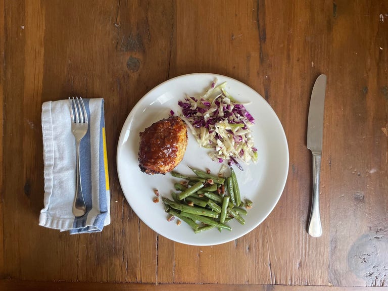 green chef meal on table