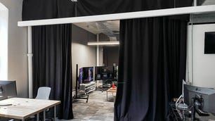 Behind the curtains lies the TV lab