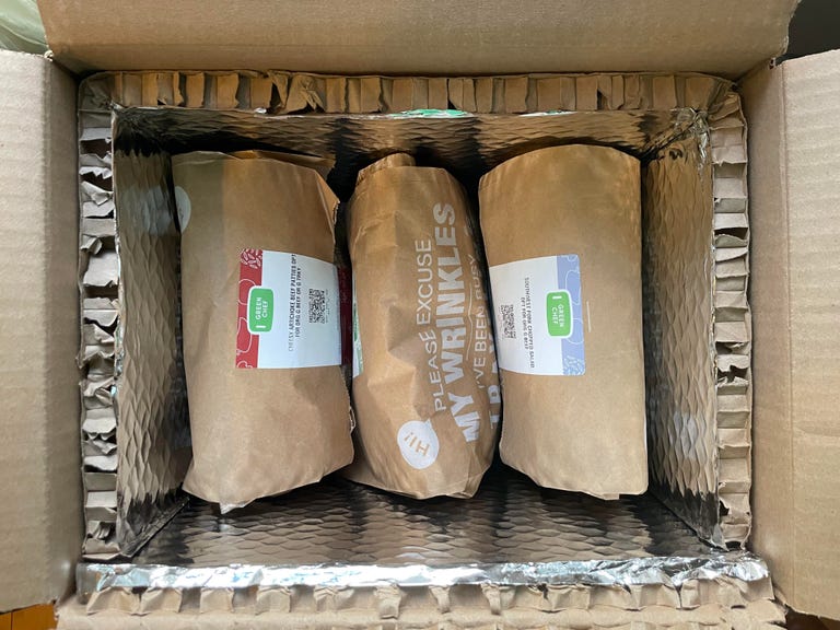 3 Green Chef Meals in paper bags