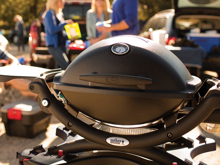 weber q grill at campsite