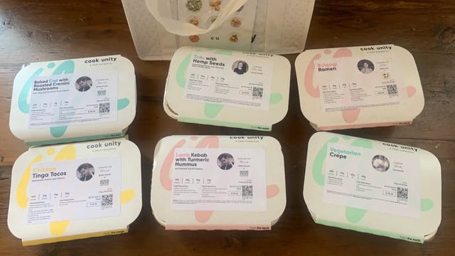 six meals in packages on table