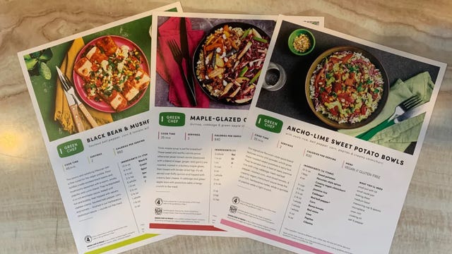 Green chef recipe cards